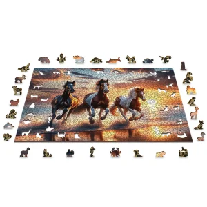 Wooden Puzzle Wild Horses On The Beach 1000 4