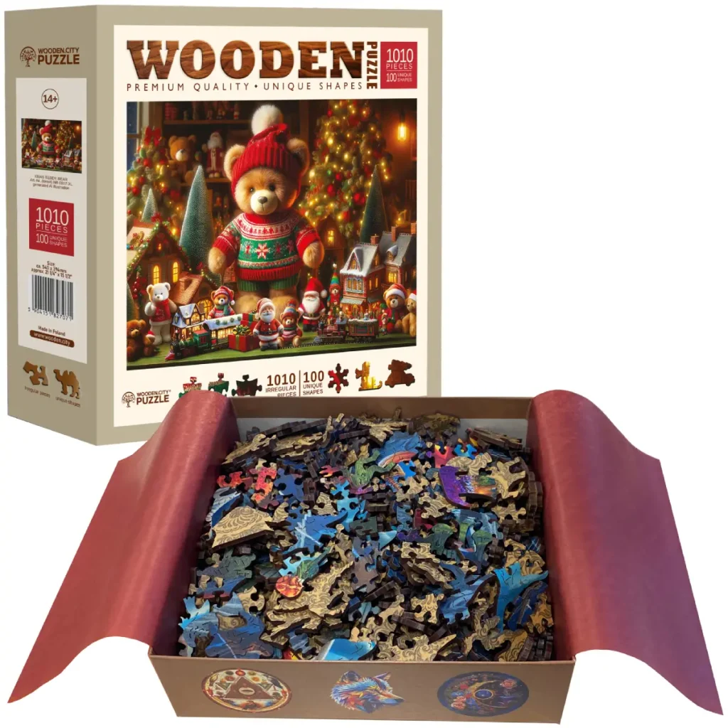 Wooden Puzzle 1000 Xmas Teddy Bear 8