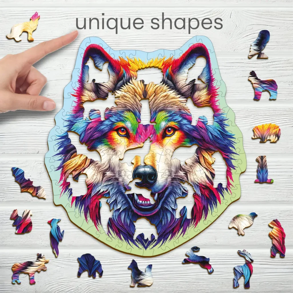 Rainbow Wolf 150 Animal Shaped Wooden Puzzle 3