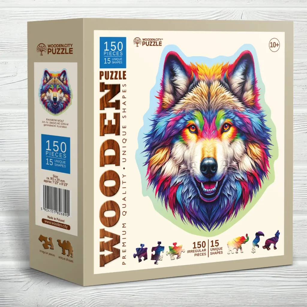 Rainbow Wolf 150 Animal Shaped Wooden Puzzle 2