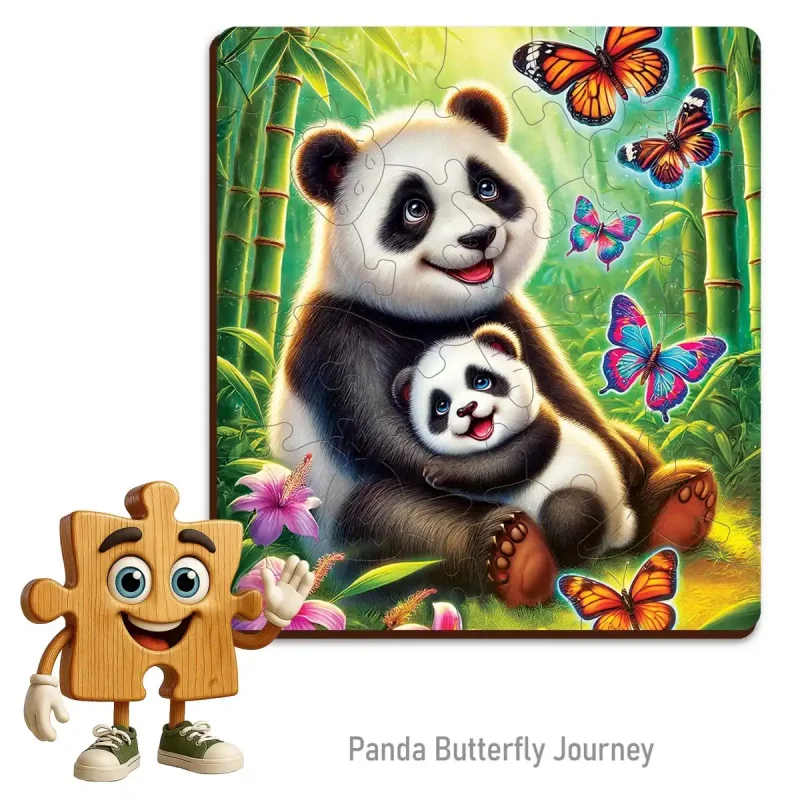 Wooden Puzzle 20 Panda Butterfly Journey 1