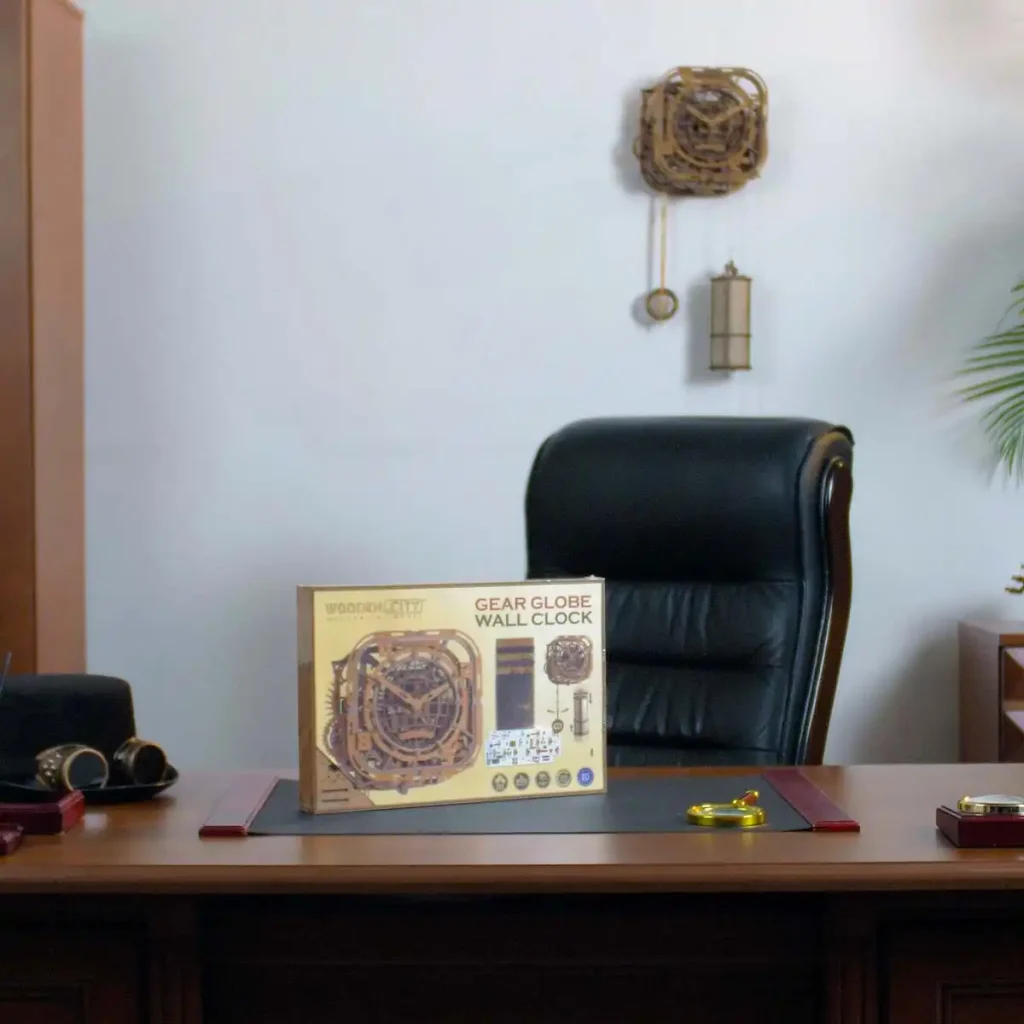 Gear Globe Wall Clock 3D Wooden Puzzle 4