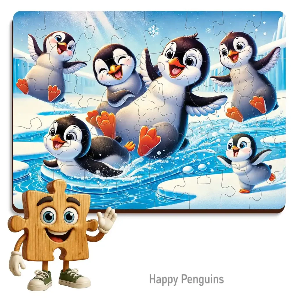 Wooden Puzzle 40 Happy Penguins 1