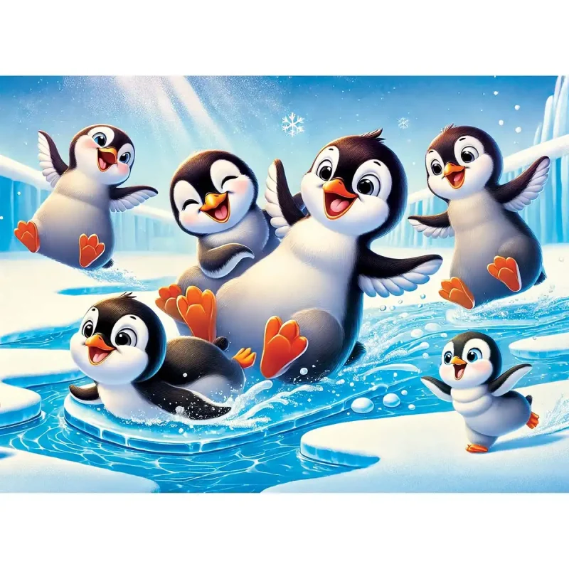 Wooden Puzzle 40 Happy Penguins 2