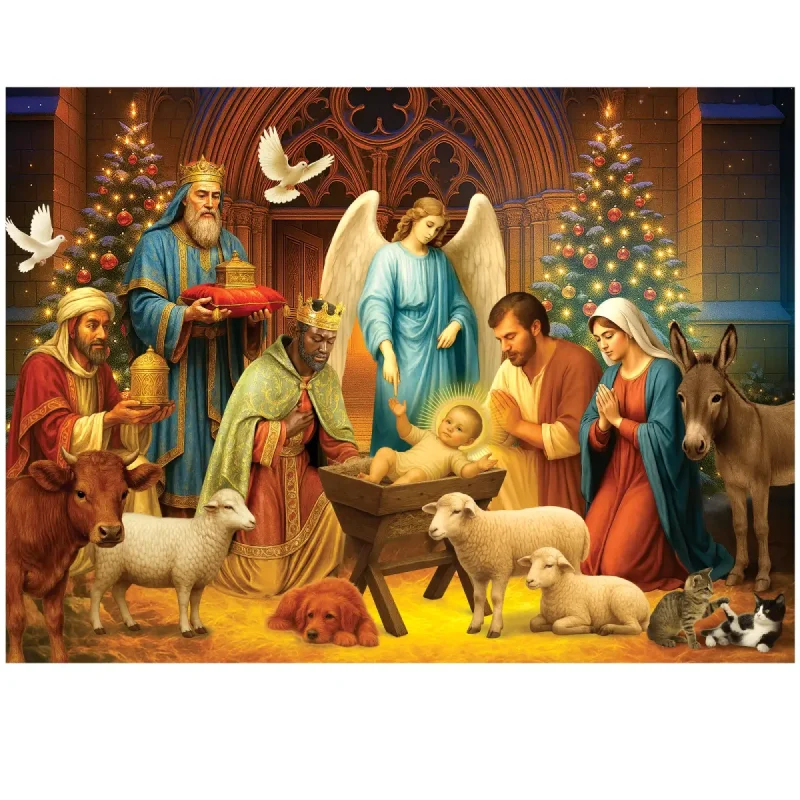 christmas-nativity-scene-1000-wooden-puzzle- (5) Wooden Puzzle Christmas Nativity Scene 5