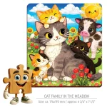 Wooden Puzzle 20 Cat Family in the Meadow 1