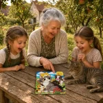 Wooden Puzzle 20 Cat Family in the Meadow 3