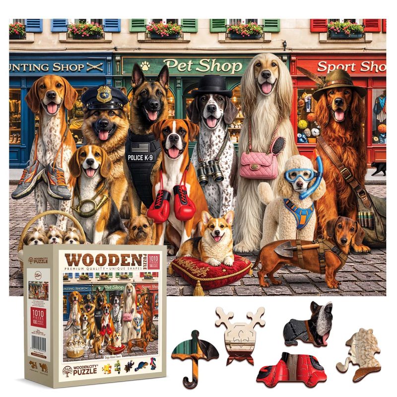 Wooden Puzzle 1000 Dogs About Town 8