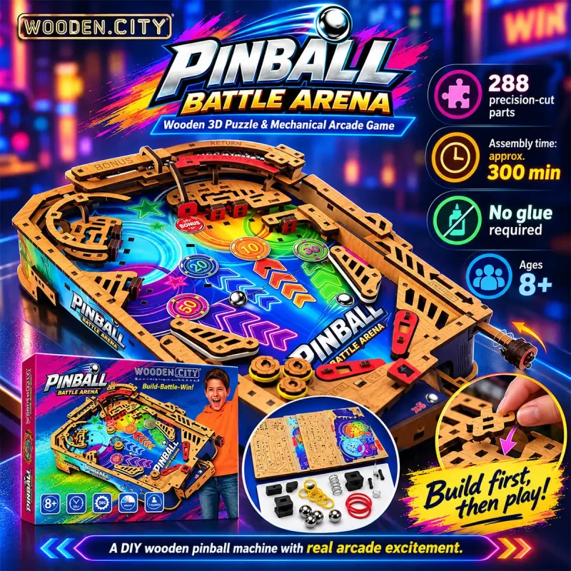 3D Wooden Puzzle Pinball Battle Arena
